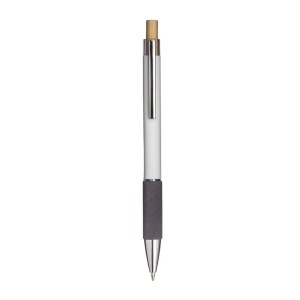 Stylo a bouton en aluminium. Prise coloree effet veloute, clip et details metallises 5