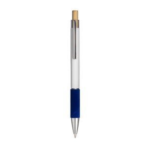 Stylo a bouton en aluminium. Prise coloree effet veloute, clip et details metallises 7