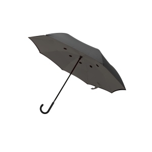 Parapluie demi-golf reverse poignée canne noir gris 2