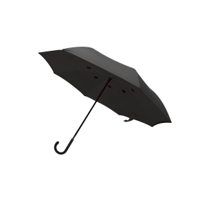 Parapluie demi-golf reverse poignée canne noir gris 3