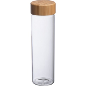 Bouteille en verre et couvercle en bambou "Santa Cruz"