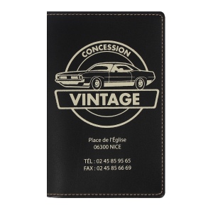 Porte carte grise 3 volets - Façon Maroquinerie - Gomme unie