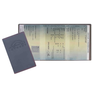 Porte carte grise 3 volets - Façon Maroquinerie - Gomme Unie - Embossage 2