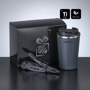 Travel Set II : mug à café nordic, 350 ml & outil multifonction optima titanium 7