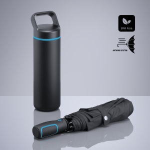 Outdoor Set : gourde en acier 650 ml et parapluie automatique 9
