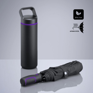 Outdoor Set : gourde en acier 650 ml et parapluie automatique 7