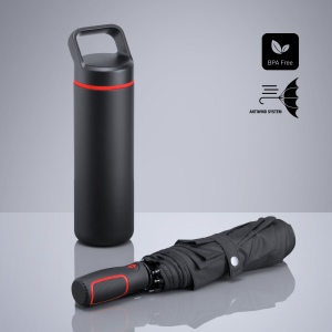 Outdoor Set : gourde en acier 650 ml et parapluie automatique 5