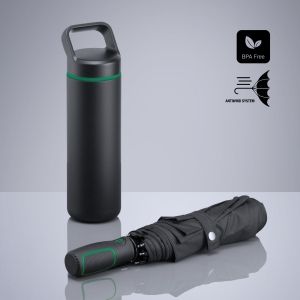 Outdoor Set : gourde en acier 650 ml et parapluie automatique 10