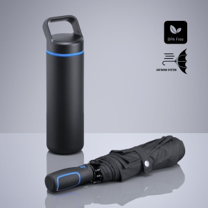 Outdoor Set : gourde en acier 650 ml et parapluie automatique 8