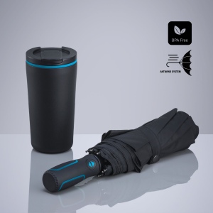 Travel Set : mug isotherme 370 ml et parapluie automatique 9