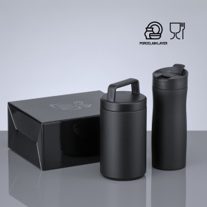 Porcelain Set : mug isotherme 630 ml et récipient alimentaire 800 ml avec revêtement en porcelaine 2