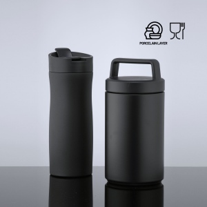 Porcelain Set : mug isotherme 630 ml et récipient alimentaire 800 ml avec revêtement en porcelaine