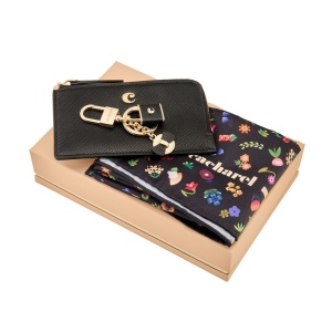 Parure Séraphine Black (porte-clefs, porte-cartes & foulard)
