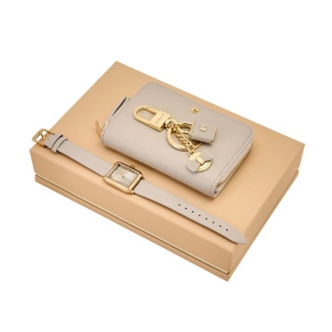 Parure Séraphine Light Grey (porte-clefs, portefeuille zip & montre)