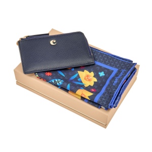 Parure Cacharel Navy (porte-cartes & foulard)