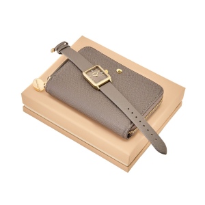 Parure Séraphine Taupe (portefeuille zip & montre)