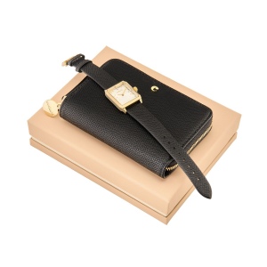 Parure Séraphine Black (portefeuille zip & montre)