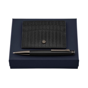 Parure Interlace Black (stylo bille & porte-cartes)