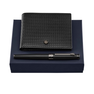 Parure Interlace Black (stylo roller & portefeuille)