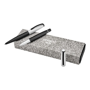 Parure Benson Black & Chrome (stylo bille & stylo roller)