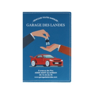 Porte carte grise 2 volets - Façon Maroquinerie - Gomme unie - Quadri