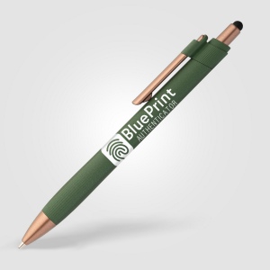 Stylo bille stylet York, plastique recyclé, finition bronze (+Sérigraphie) 18