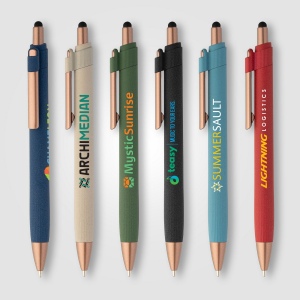 Stylo bille stylet York, plastique recyclé, finition bronze (+Sérigraphie) 8