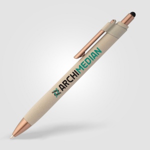 Stylo bille stylet York, plastique recyclé, finition bronze (+Sérigraphie) 6