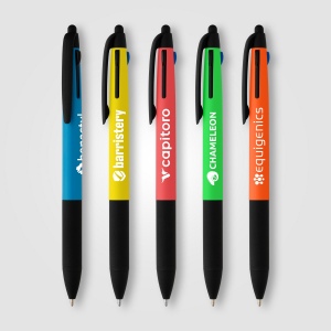 Stylo Malta 3-en-1 en plastique recyclé avec grip néon et multi-encres (+Tampographie) 19