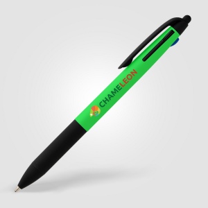 Stylo Malta 3-en-1 en plastique recyclé avec grip néon et multi-encres (+Tampographie) 2