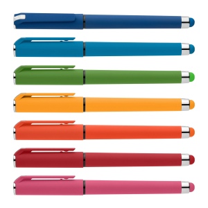 Stylo Islander en plastique recyclé avec grip gel monochrome (+Sérigraphie) 24