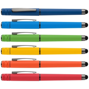Stylo Tavi en plastique recyclé avec stylet et fidget spinner à encre gel (+Sérigraphie) 15