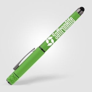 Stylo Tavi en plastique recyclé avec stylet et fidget spinner à encre gel (+Sérigraphie) 17