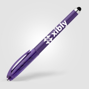 Stylo Prism en plastique recyclé avec stylet, boule anti-stress et encre gel (+Sérigraphie) 19
