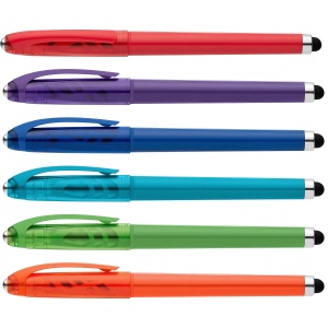 Stylo Prism en plastique recyclé avec stylet, boule anti-stress et encre gel (+Sérigraphie) 15