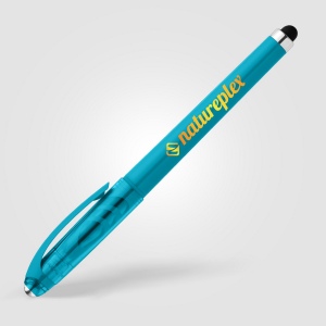 Stylo Prism en plastique recyclé avec stylet, boule anti-stress et encre gel (+Sérigraphie) 4
