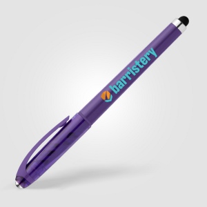 Stylo Prism en plastique recyclé avec stylet, boule anti-stress et encre gel (+Sérigraphie) 5