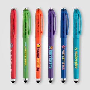 Stylo Prism en plastique recyclé avec stylet, boule anti-stress et encre gel (+Sérigraphie) 8