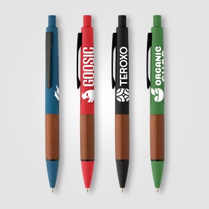 Stylo Tide en plastique recyclé avec grip en bois d’acacia (+Sérigraphie) 19