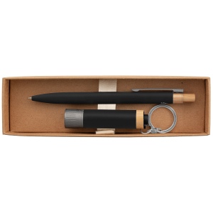 Coffret cadeau Reborn, stylo et lampe torche, aluminium recyclé avec accents en bambou - impression  (+4 Colour Inkjet) 9