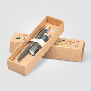 Coffret cadeau Reborn, stylo et lampe torche, aluminium recyclé avec accents en bambou - impression  (+4 Colour Inkjet) 3