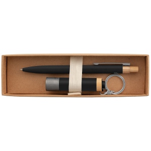 Coffret cadeau Reborn, stylo et lampe torche, aluminium recyclé avec accents en bambou (+Laser) 5