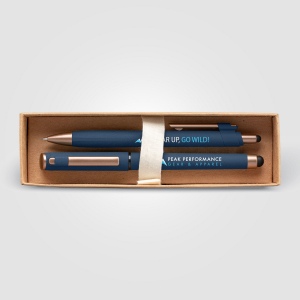 Coffret cadeau stylo York, plastique recyclé, finition bronze (+4 Colour Inkjet) 6