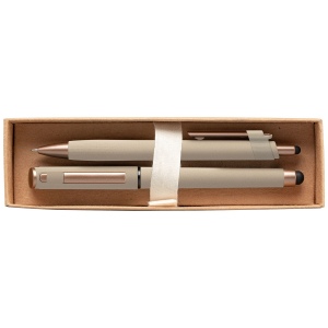 Coffret cadeau stylo York, plastique recyclé, finition bronze, boîte décorée - marquée (+4 Colour Inkjet) 10