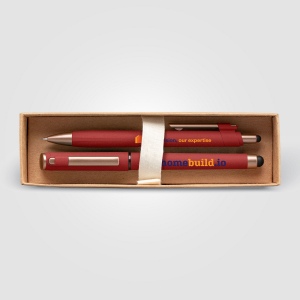Coffret cadeau stylo York, plastique recyclé, finition bronze, boîte décorée - marquée (+4 Colour Inkjet) 4