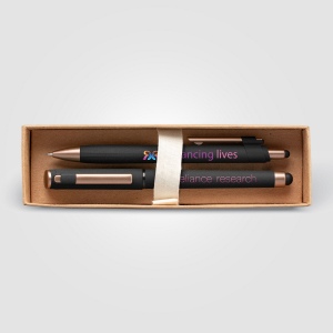 Coffret cadeau stylo York, plastique recyclé, finition bronze, boîte décorée - marquée (+4 Colour Inkjet) 2