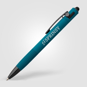 Stylo à bille Saga, aluminium recyclé, mécanisme à bouton-poussoir et stylet (+Laser) 18