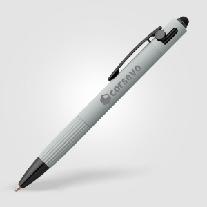 Stylo à bille Saga, aluminium recyclé, mécanisme à bouton-poussoir et stylet (+Laser) 14