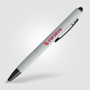 Stylo à bille Saga, aluminium recyclé, mécanisme à bouton-poussoir et stylet (+Laser) 2