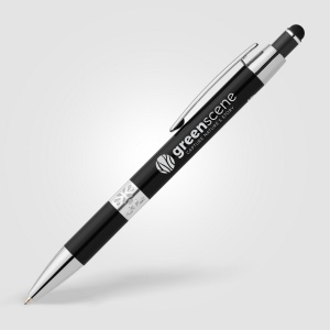 Stylo Adorn en aluminium recyclé avec finition chromée et stylet (+Laser) 12